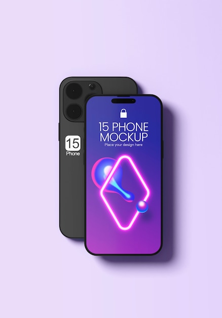 PSD top view over phone mockup