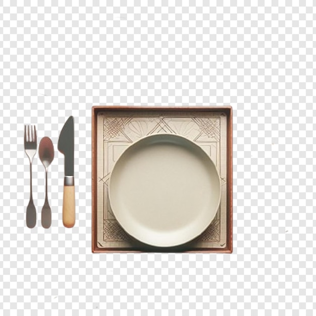 Top view photo of cutlery with transparent background