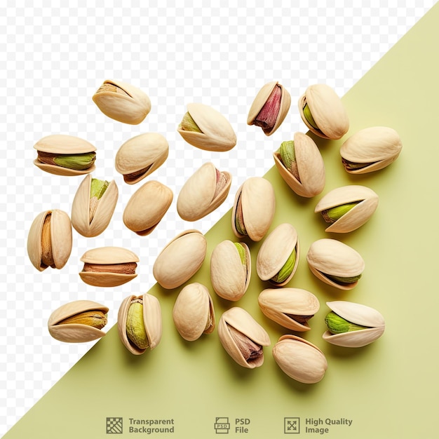 PSD top view of pistachio on transparent background health food concept