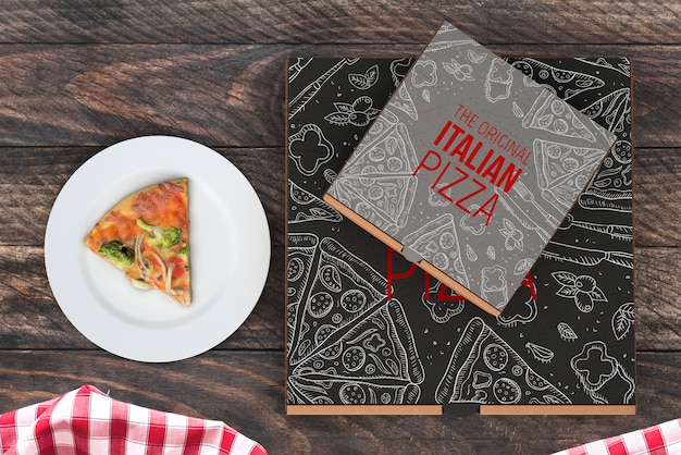 Mockup di scatole di pizza vista dall'alto