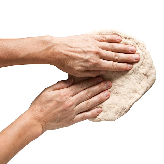 Top view over pizza dough isolated