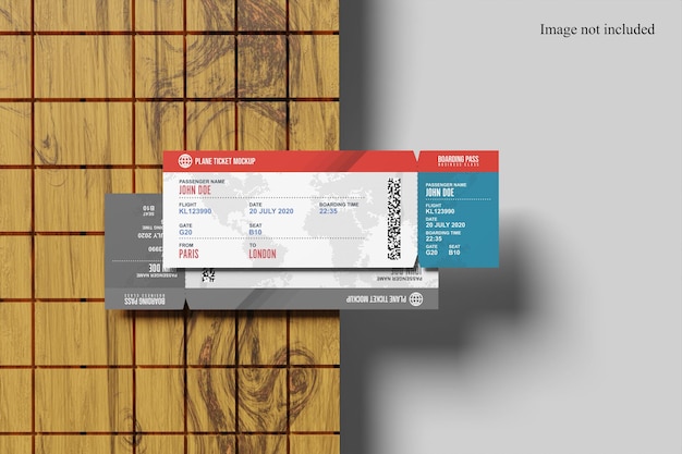 PSD top view plane ticket mockup