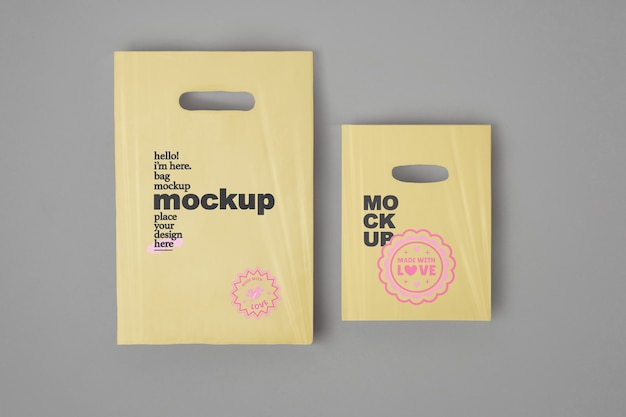 PSD top view plastic bag mockup