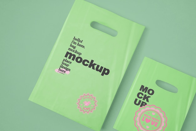 Top view plastic bag mockup