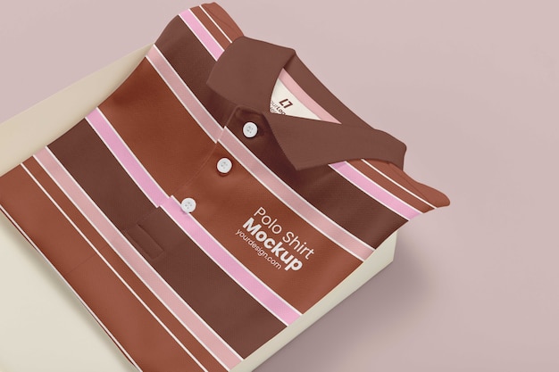 PSD top view on polo shirt mockup