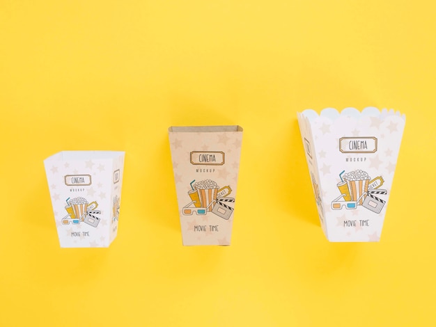 top view of popcorn cups
