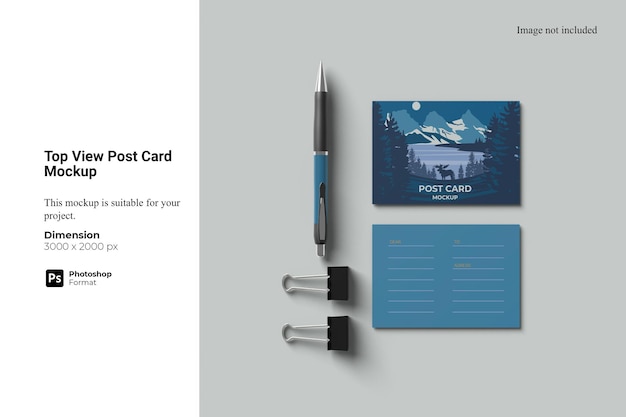 Top view post card mockup