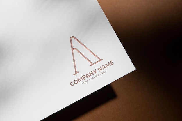 PSD top view over press logo paper shadow mockup