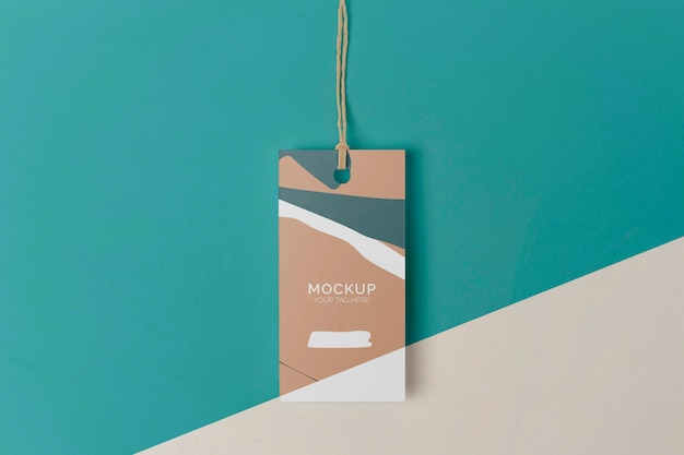 PSD top view product tag mock-up