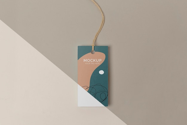 PSD top view product tag mock-up