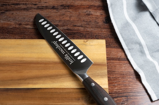 PSD top view on professional knife mockup