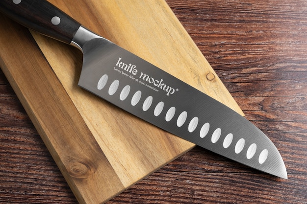 PSD top view on professional knife mockup