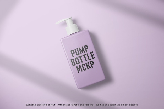 top view pump bottle packaging mockup