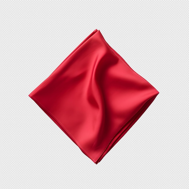 Top view of red napkin without background