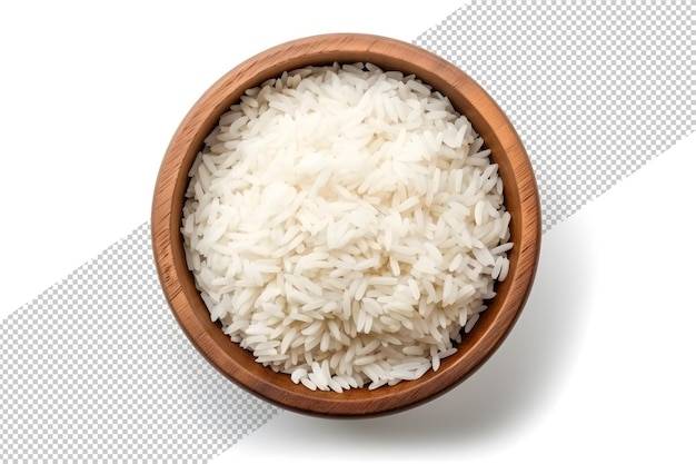 PSD top view rice in wooden bowl png