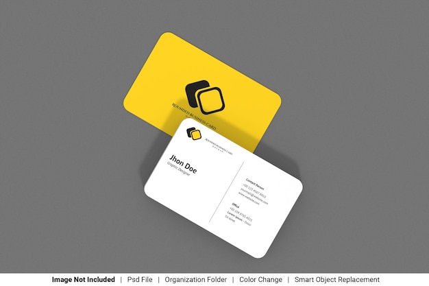 Top view rounded business card mockup