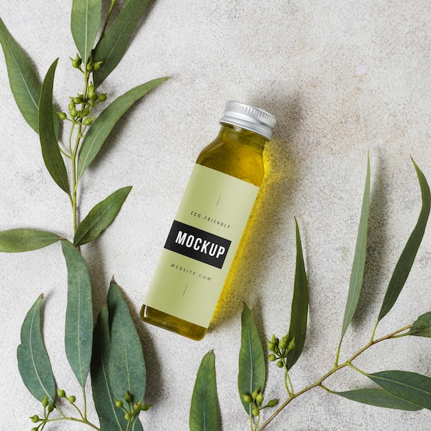top view serum with leaves