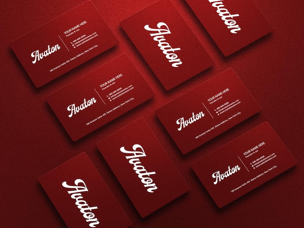 Top view set business card mockup