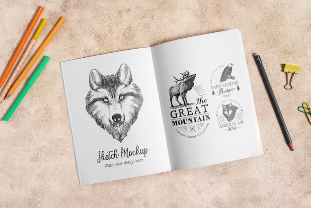 Free Art Sketch Book Mock-Up