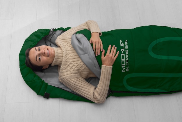 PSD top view on  sleeping bag mockup