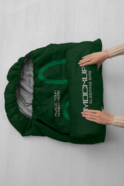 PSD top view on  sleeping bag mockup