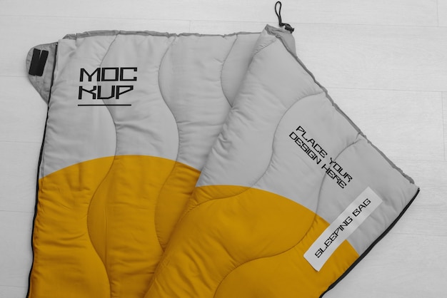 Top view on  sleeping bag mockup