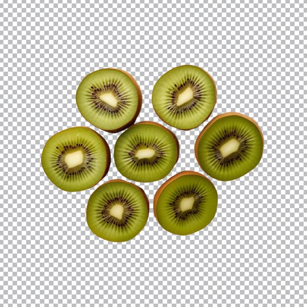 Top view slice of fresh kiwis fruit isolated on transparent background clipping path