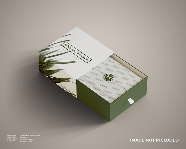 PSD top view of slide box mockup