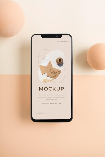 Mockup di smartphone vista dall'alto