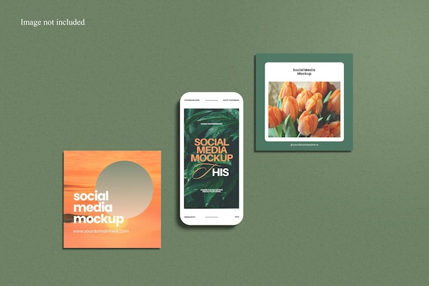 PSD top view social media mockup om uw ontwerp aan klanten te presenteren