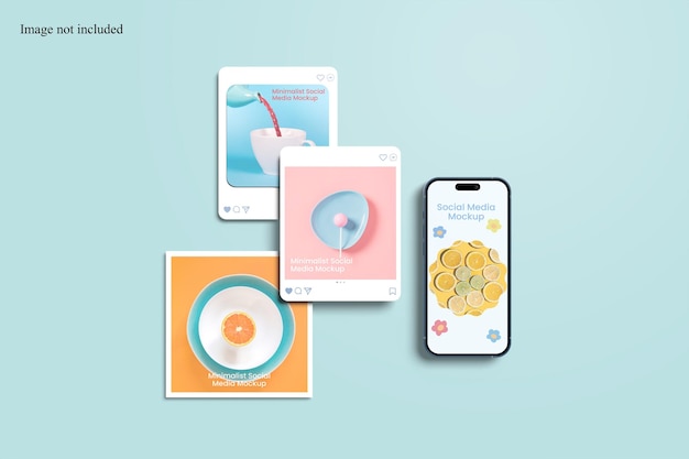 top view social media mockup