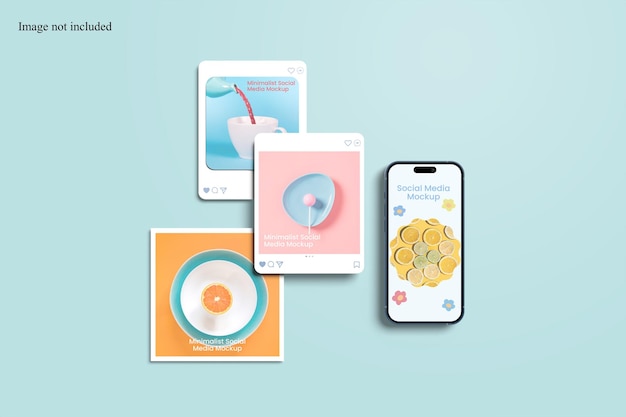 PSD 上面図のソーシャル メディア モックアップ