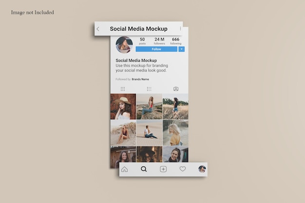 PSD top view social media screen mockup