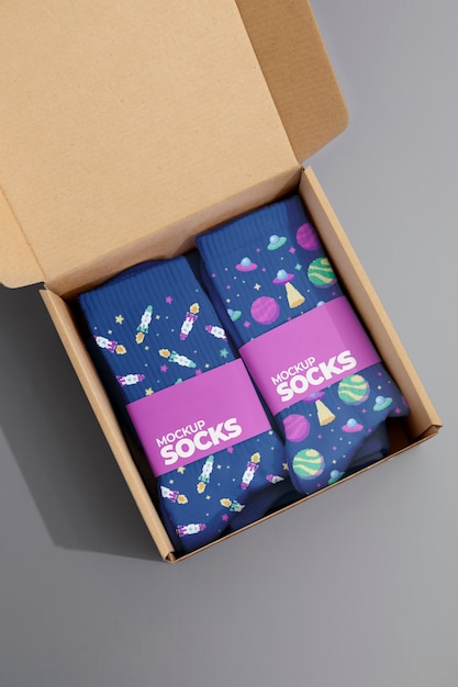 PSD top view on socks mockup