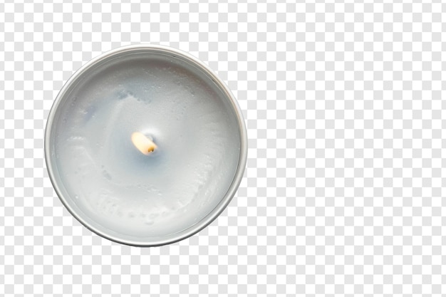 PSD top view of a softly burning silver candle isolated on transparency background psd