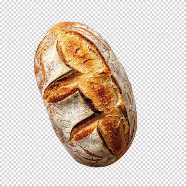 PSD top view of sourdough bread isolated on transparent background