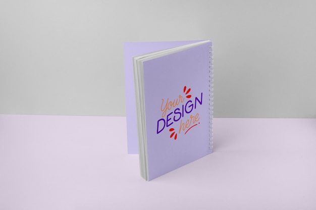 Top view over spiral notebook mockup