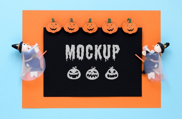 top view spooky arrangement with witches