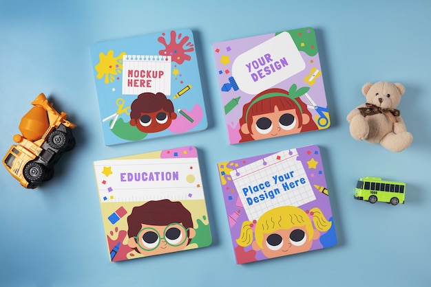 PSD top view square children books