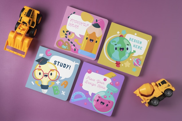 PSD top view square children books