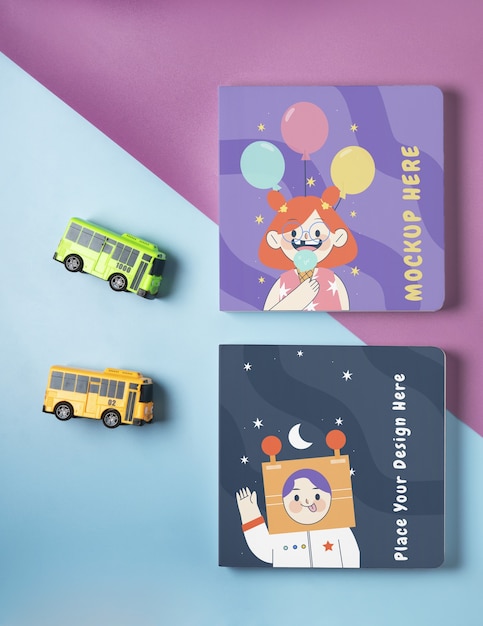 PSD top view square children books