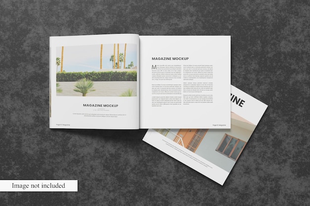PSD top view square magazine mockup per mostrare il tuo design ai clienti