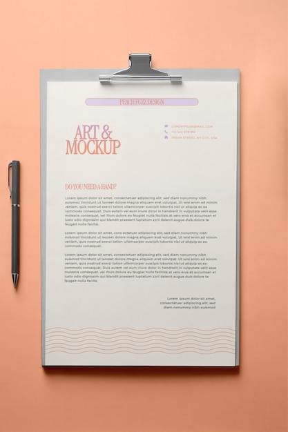 PSD top view on stationery logo mockup