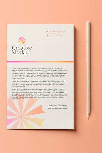 PSD top view on stationery logo mockup