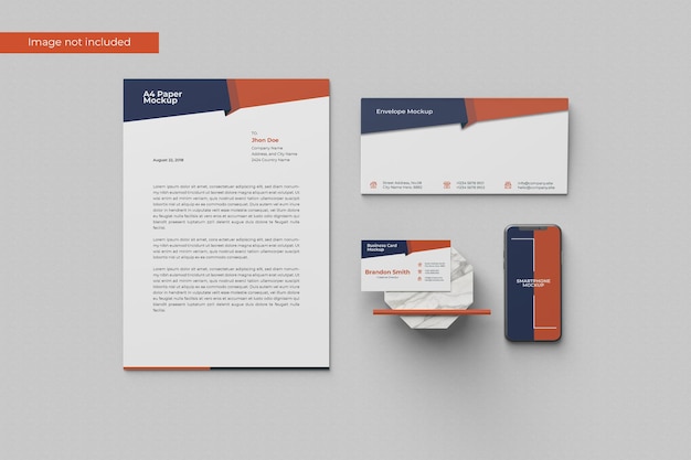 Top view stationery mockup