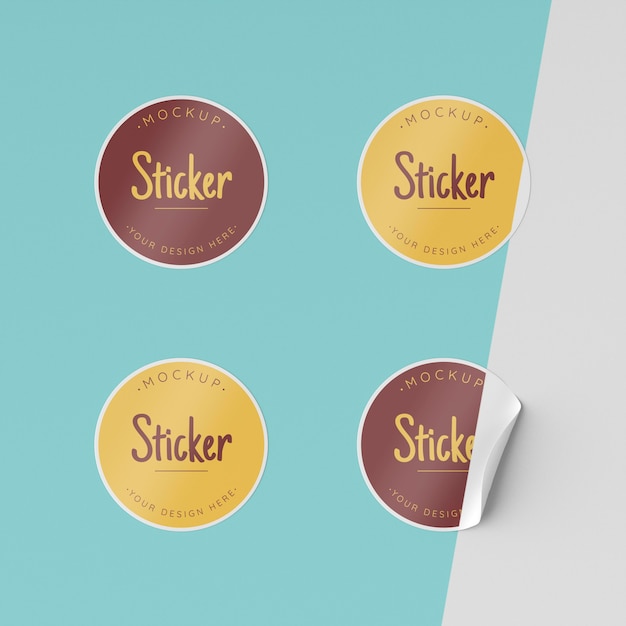 PSD top view sticker collection mock up