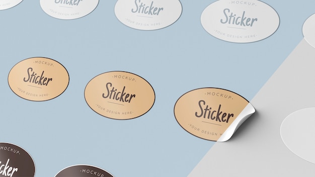 PSD top view sticker collection mock up