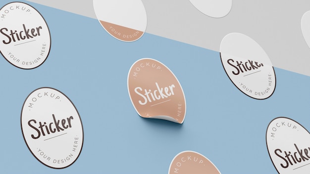 PSD top view sticker collection mock up