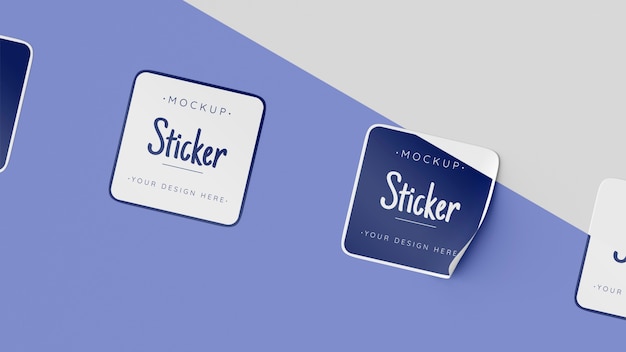 PSD top view sticker collection mock up