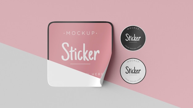 PSD top view sticker collection mock up